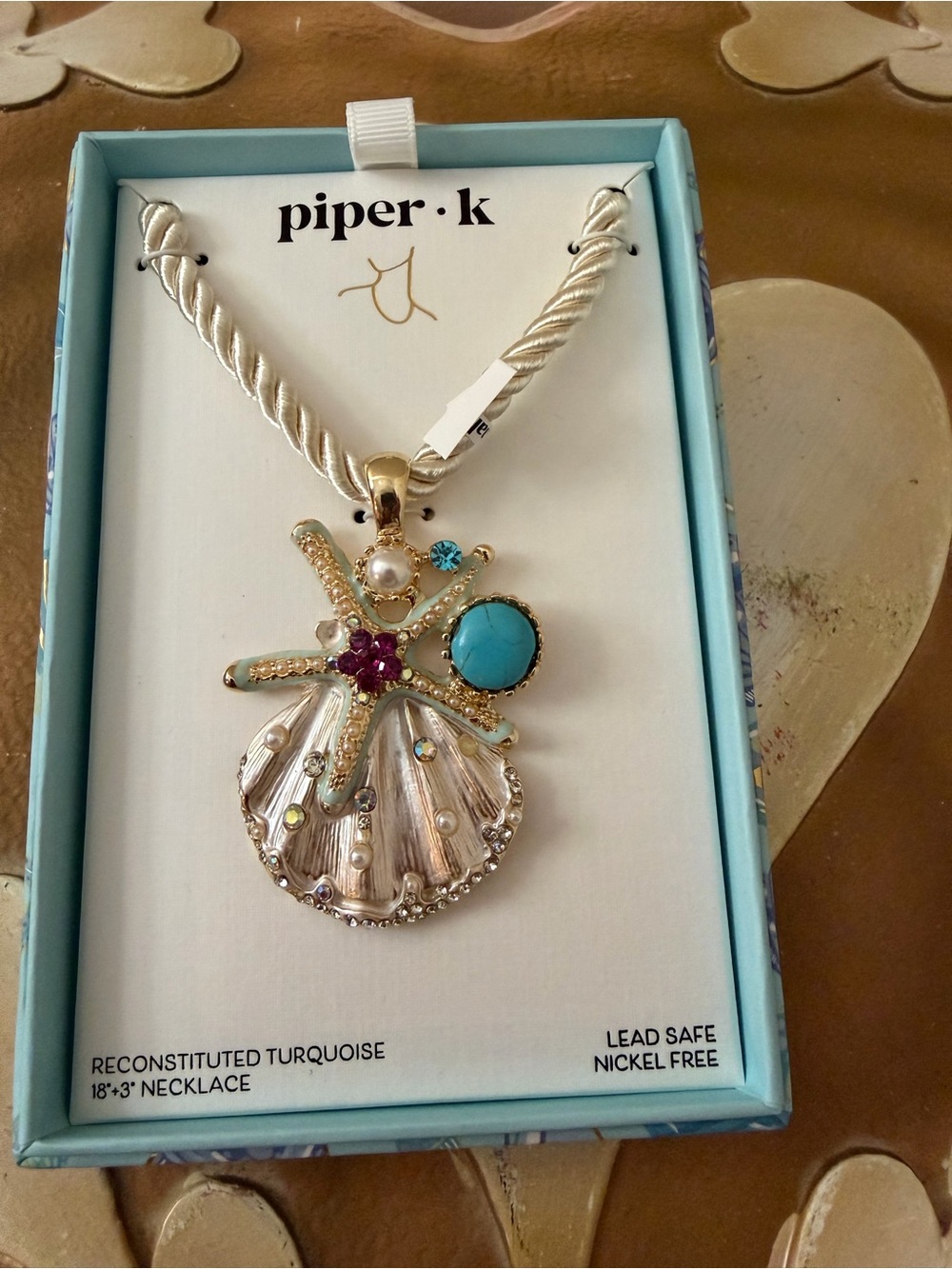 Piper K Reconstituted Turquoise Shell & Starfish Statement Necklace